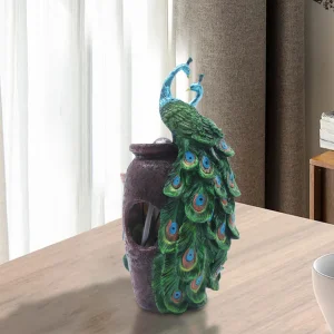 Peacock Waterfall Fountain Desktop Ornament