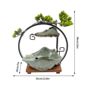 Backflow Incense Holder with Fountain and Light