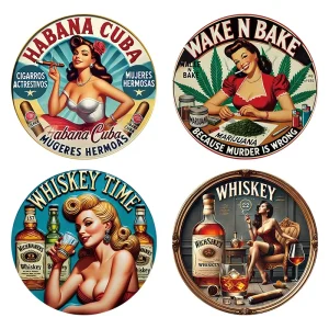 4pcs Vintage Metal Tin Signs Set